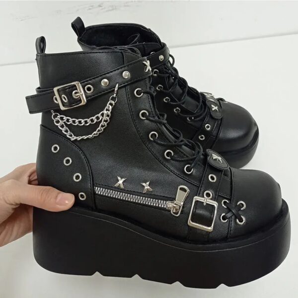 Bota Grazy Cano Curto Zíper Plataforma - Image 8