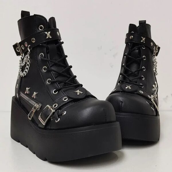 Bota Grazy Cano Curto Zíper Plataforma - Image 10