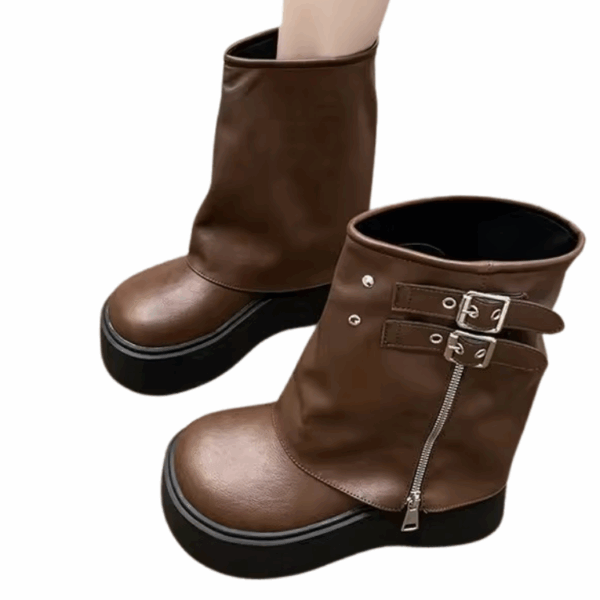 Bota Biker Raw Cano Longo Plataforma - Imagem 9