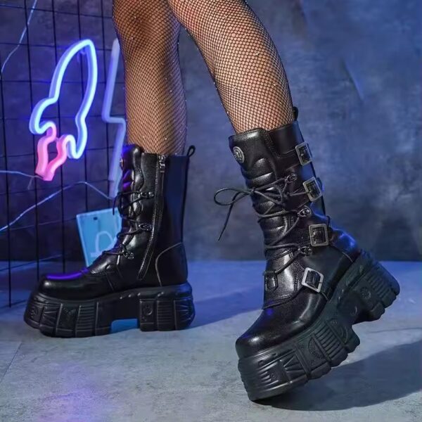 Bota Coturno Lara Couro Plataforma - Imagem 5