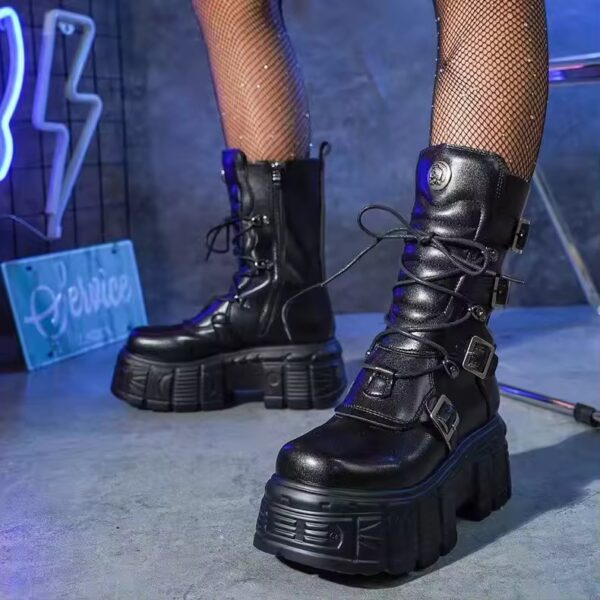 Bota Coturno Lara Couro Plataforma - Imagem 4