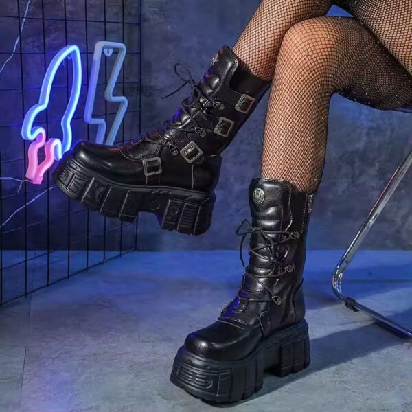 Bota Coturno Lara Couro Plataforma - Imagem 3