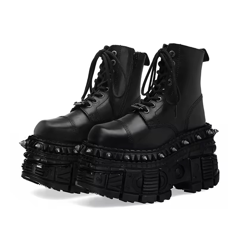 Coturno Jade Couro Spikes